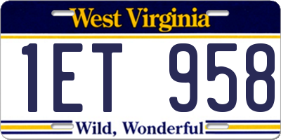 WV license plate 1ET958