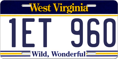 WV license plate 1ET960