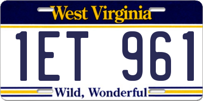 WV license plate 1ET961
