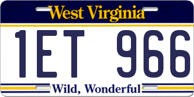 WV license plate 1ET966