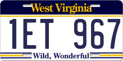 WV license plate 1ET967