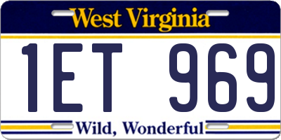 WV license plate 1ET969