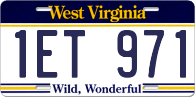WV license plate 1ET971
