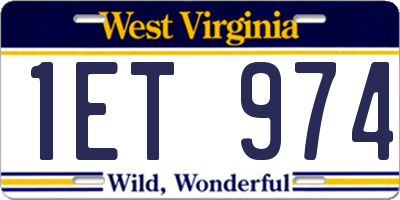 WV license plate 1ET974