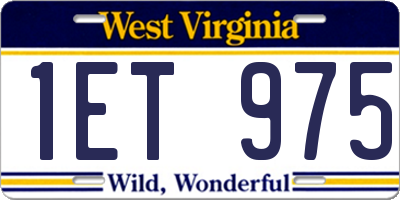 WV license plate 1ET975