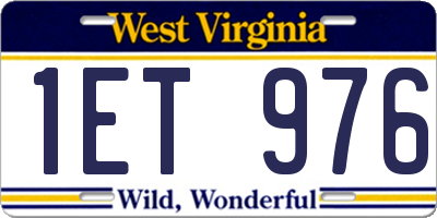 WV license plate 1ET976
