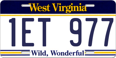 WV license plate 1ET977