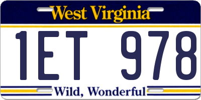 WV license plate 1ET978