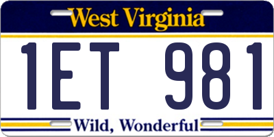 WV license plate 1ET981