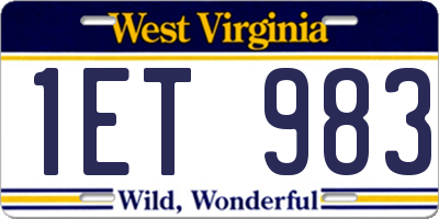 WV license plate 1ET983