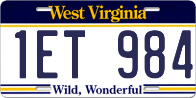 WV license plate 1ET984