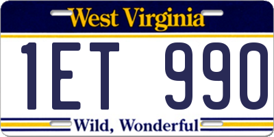 WV license plate 1ET990