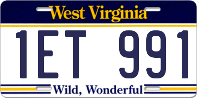 WV license plate 1ET991