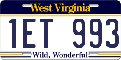 WV license plate 1ET993