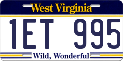 WV license plate 1ET995