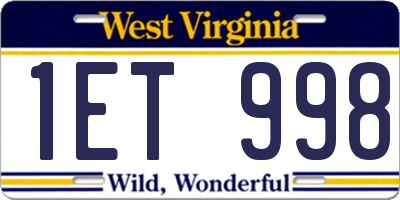 WV license plate 1ET998
