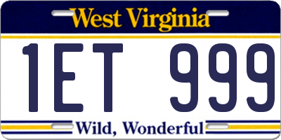 WV license plate 1ET999