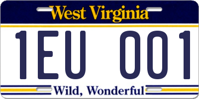 WV license plate 1EU001