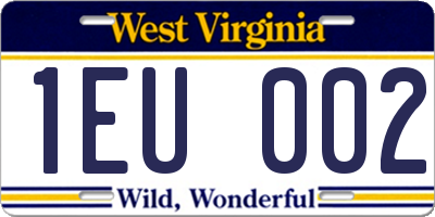 WV license plate 1EU002