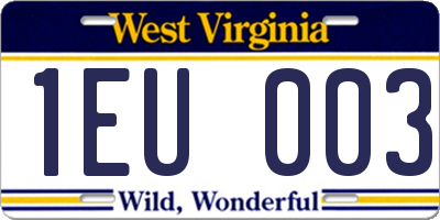 WV license plate 1EU003