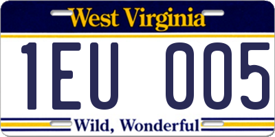 WV license plate 1EU005