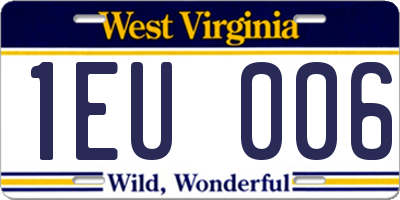 WV license plate 1EU006