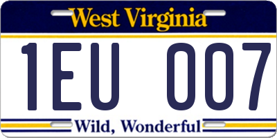 WV license plate 1EU007