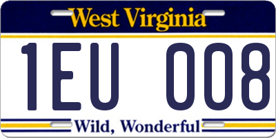 WV license plate 1EU008