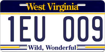 WV license plate 1EU009