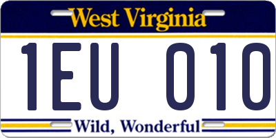 WV license plate 1EU010