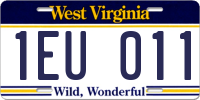 WV license plate 1EU011