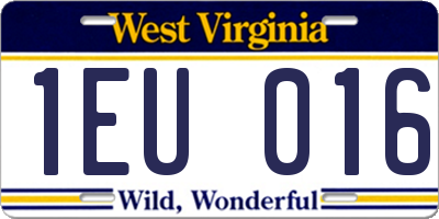 WV license plate 1EU016