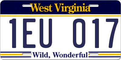 WV license plate 1EU017