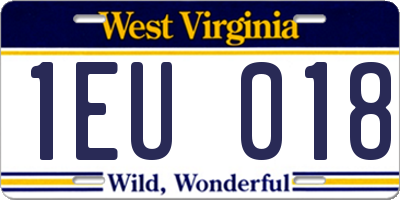 WV license plate 1EU018