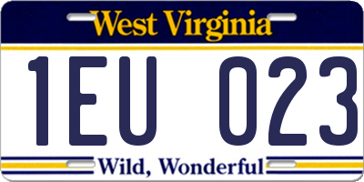 WV license plate 1EU023
