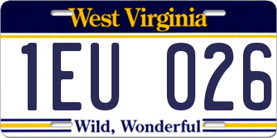 WV license plate 1EU026