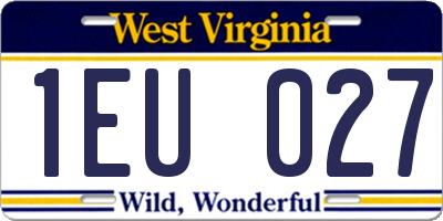 WV license plate 1EU027