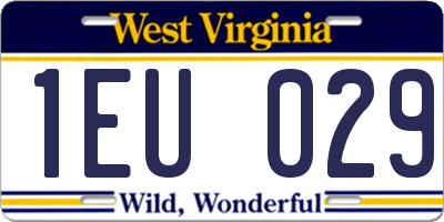 WV license plate 1EU029