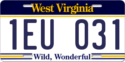 WV license plate 1EU031