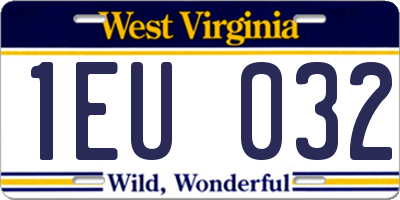 WV license plate 1EU032