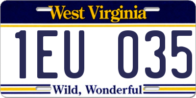 WV license plate 1EU035