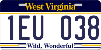 WV license plate 1EU038