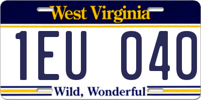 WV license plate 1EU040