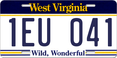 WV license plate 1EU041