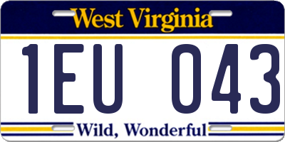 WV license plate 1EU043