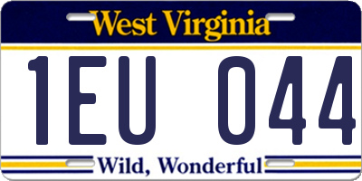 WV license plate 1EU044