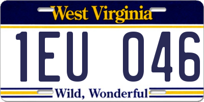 WV license plate 1EU046