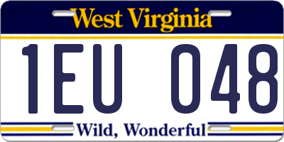 WV license plate 1EU048