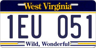 WV license plate 1EU051