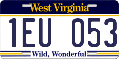 WV license plate 1EU053